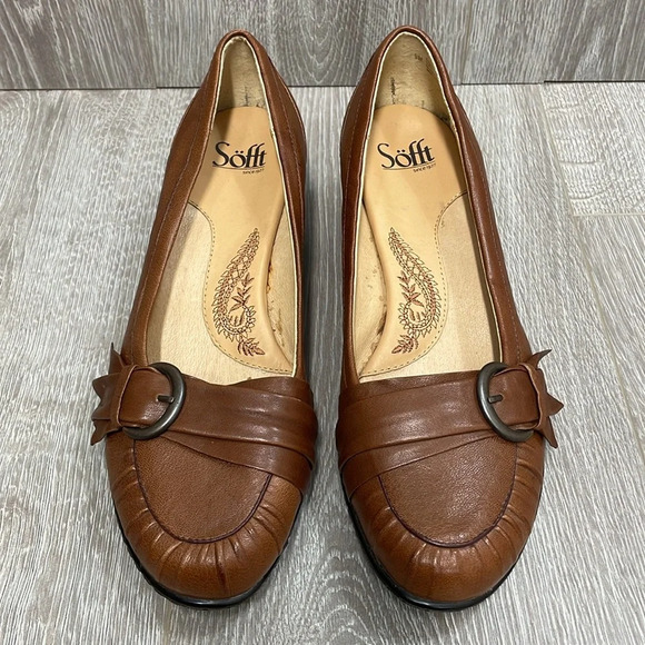 NWOT Sofft Seryn 1018000 Brown Leather Pump Heel 9M - Picture 2 of 15